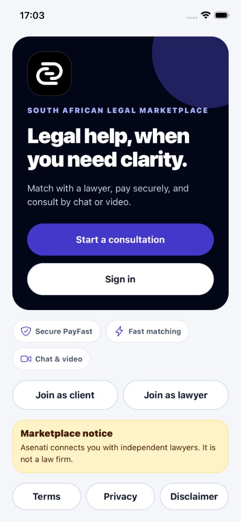 Asenati mobile app preview